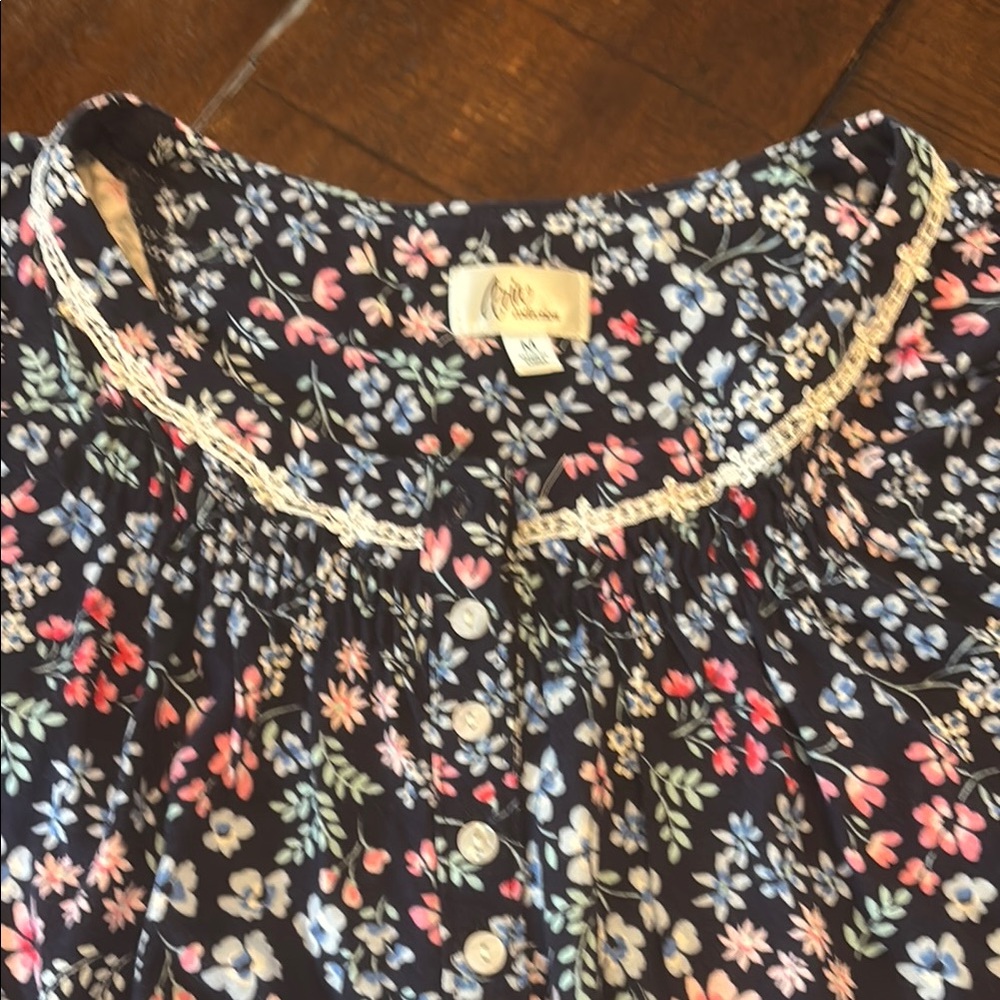 Aria Floral Pajama Top - Black, Pink, Blue